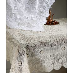 Χειροποίητο πλεκτό μερσεριζέ τραπεζομάντηλο 73C (180cm x 270cm) ecru 6978000002768 SilkFashion |  Τραβέρσες  στο espiti