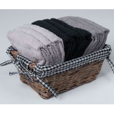 Σετ λαβέτες σε καλάθι 9 τεμάχια (30cm x 30cm) γκρί 6978000004331 SilkFashion |  Σετ Πετσέτες στο espiti
