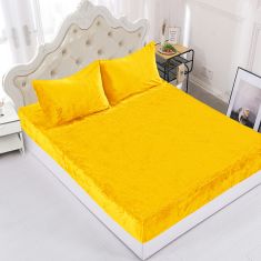 Fleece σεντόνι με λάστιχο και μαξιλαροθήκες (160cm x 200cm + 35cm) yellow 5206978082733 SilkFashion |  Σεντόνια Υπέρδιπλα / King Size στο espiti