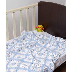 bebe κουβερτάκι (75cm x 100cm ) πλεκτό σιέλ/λευκό 6978000000977 SilkFashion |  Βρεφικά Παπλώματα στο espiti