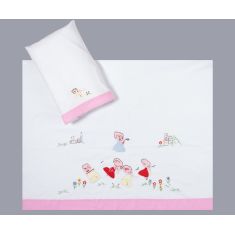 bebe σεντόνι (85cm x 135cm + 26cm x 40cm) ροζ 6978000000986 SilkFashion |  Βρεφικά Σεντόνια στο espiti