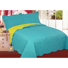 ΚΟΥΒΕΡΛΙ σετ (220cm x 240cm + 2 x 50cm x 70cm) λαχούρι BLUE & GREEN 6978000000834 SilkFashion |  Κουβερλί Υπέρδιπλα στο espiti