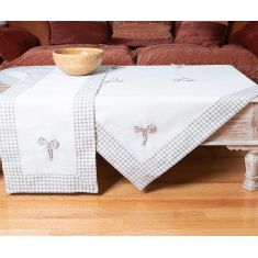 καρέ (90cm x 90cm) bow ivory/μπεζ 6978000001611 SilkFashion |  Τραπεζομάντηλα στο espiti
