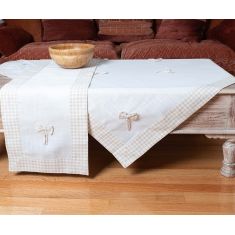 τραπεζομάντηλα (140cm x 180cm) bow ivory/καφέ 6978000001621 SilkFashion |  Τραπεζομάντηλα στο espiti