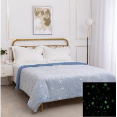 Παιδική φωσφοριζέ κουβέρτα με sherpa space (170cm x 220cm) σιέλ 5206978072239 SilkFashion |  Κουβέρτες fleece Υπέρδιπλες στο espiti