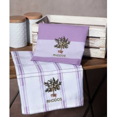 Σετ 2 τεμαχίων ποτηρόπανα (50cm x 70cm) γλάστρα λιλά RHODES 6978000003398 SilkFashion |  Πετσέτες Κουζίνας στο espiti