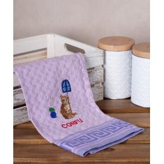 Σετ 12 τεμαχίων ποτηρόπανα γκοφρέ (50cm x 70cm) λιλά γάτα CORFU 6978000004215 SilkFashion |  Πετσέτες Κουζίνας στο espiti