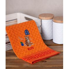 Σετ 12 τεμαχίων ποτηρόπανα γκοφρέ (50cm x 70cm) πορτοκαλί γάτα KOS 6978000004263 SilkFashion |  Πετσέτες Κουζίνας στο espiti