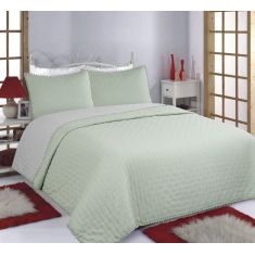 ΚΟΥΒΕΡΛΙ σετ (240cm x 260cm +2x50cm x 70cm) PON-PON mint/grey 5206978074776 SilkFashion |  Κουβερλί Υπέρδιπλα στο espiti