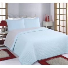 ΚΟΥΒΕΡΛΙ σετ (240cm x 260cm +2x50cm x 70cm) PON-PON sky blue/ grey 5206978074790 SilkFashion |  Κουβερλί Υπέρδιπλα στο espiti