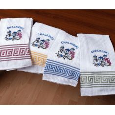 Σετ 12 τεμαχίων ποτηρόπανα (45cm x 65cm) εκκλησία CHALKIDIKI 5206978169052 SilkFashion |  Πετσέτες Κουζίνας στο espiti