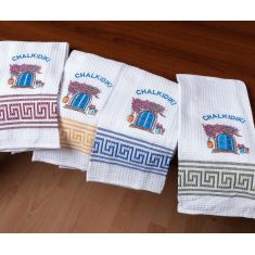 Σετ 12 τεμαχίων ποτηρόπανα (45cm x 65cm) πόρτα CHALKIDIKI 5206978169212 SilkFashion |  Πετσέτες Κουζίνας στο espiti