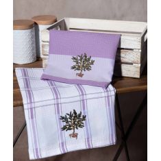 Σετ 2 τεμαχίων ποτηρόπανα (50cm x 70cm) γλάστρα λιλά 6978000002982 SilkFashion |  Πετσέτες Κουζίνας στο espiti