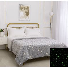 Παιδική φωσφοριζέ κουβέρτα με sherpa star (170cm x 220cm) γκρί 5206978072222 SilkFashion |  Κουβέρτες fleece Υπέρδιπλες στο espiti