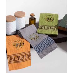 Σετ 12 τεμαχίων ποτηρόπανα (45cm x 65cm) κλαδί ελιάς χρωματιστό PATMOS 6978000003350 SilkFashion |  Πετσέτες Κουζίνας στο espiti