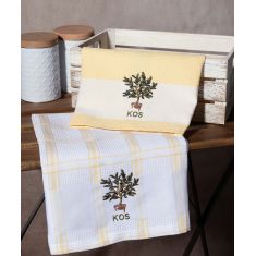 Σετ 2 τεμαχίων ποτηρόπανα (50cm x 70cm) γλάστρα κίτρινο KOS 6978000003359 SilkFashion |  Πετσέτες Κουζίνας στο espiti