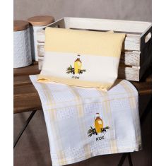 Σετ 2 τεμαχίων ποτηρόπανα (50cm x 70cm) μπουκάλι κίτρινο KOS 6978000003360 SilkFashion |  Πετσέτες Κουζίνας στο espiti