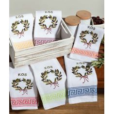 Σετ 12 τεμαχίων ποτηρόπανα (45cm x 65cm) στεφάνι KOS 6978000003363 SilkFashion |  Πετσέτες Κουζίνας στο espiti