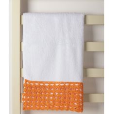 Πετσέτα Σώματος (100cm x 150cm) με δαντέλα λευκό/πορτοκαλί 5206978162213 SilkFashion |  Σετ Πετσέτες στο espiti