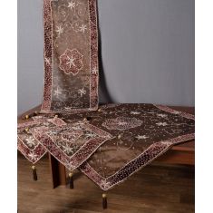 Σετ 4 τεμαχίων (90cm x 90cm, 42cm x 105cm, 2x38cm x 38cm) Ουρανία Καφέ 5206978105883 SilkFashion |  Καρέ στο espiti