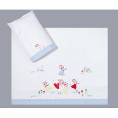 bebe σεντόνι (85cm x 135cm + 26cm x 40cm) σιέλ 6978000000987 SilkFashion |  Βρεφικά Σεντόνια στο espiti