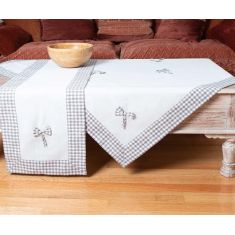 τραπεζομάντηλα (140cm x 180cm) bow ivory/γκρι 6978000001617 SilkFashion |  Τραπεζομάντηλα στο espiti