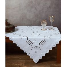 Χειροποίητο κοφτό καρέ s119 (90cm x 90cm) λευκό 6978000002845 SilkFashion |  Τραπεζομάντηλα στο espiti