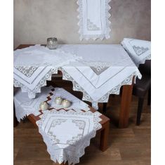Χειροποίητο τραπεζομάντηλο 2540 (170cm x 250cm) λευκό 6978000002953 SilkFashion |  Τραβέρσες  στο espiti