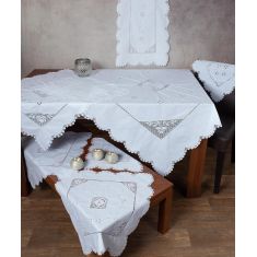 Πλεκτό με ύφασμα σετ 7 τεμαχίων 1264 (140cm x 140cm/90cm x 90cm/50cm x 150cm/60cm x 60cm x 2/40cm x 40cm x 2) λευκό 6978000002965 SilkFashion |  Τραβέρσες  στο espiti