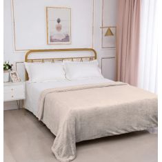 Κουβέρτα με sherpa damask (220cm x 240cm) camel 5206978072048 SilkFashion |  Κουβέρτες fleece Υπέρδιπλες στο espiti