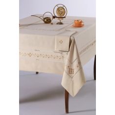 Χειροποίητο τραπεζομάντηλο 5013 (170cm x 220cm) λαδί 6978000003100 SilkFashion |  Τραπεζομάντηλα στο espiti