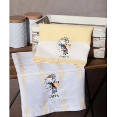 Σετ 2 τεμαχίων ποτηρόπανα (50cm x 70cm) ανεμόμυλος κίτρινο CRETA 6978000003270 SilkFashion |  Πετσέτες Κουζίνας στο espiti