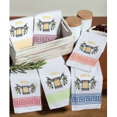 Σετ 12 τεμαχίων ποτηρόπανα (45cm x 65cm) κίωνας CRETA 6978000003288 SilkFashion |  Πετσέτες Κουζίνας στο espiti