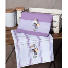 Σετ 2 τεμαχίων ποτηρόπανα (50cm x 70cm) ανεμόμυλος λιλά KOS 6978000003364 SilkFashion |  Πετσέτες Κουζίνας στο espiti