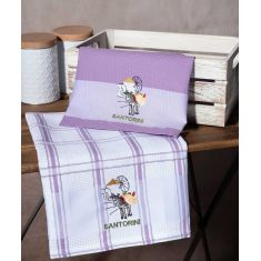 Σετ 2 τεμαχίων ποτηρόπανα (50cm x 70cm) ανεμόμυλος λιλά SANTORINI 6978000003418 SilkFashion |  Πετσέτες Κουζίνας στο espiti