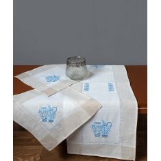 Σετ 3 τεμαχίών 3741 (40cm x 110cm 2x40cm x 40cm) εκρού μπλέ 6978000003458 SilkFashion |  Τραπεζομάντηλα στο espiti