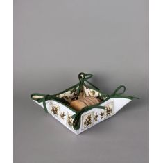 Βαμβακερή ψωμιέρα με στάμπα (35cm x 35cm) ελιά λευκή 6978000005000 SilkFashion |  Σουπλά στο espiti