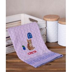 Σετ 12 τεμαχίων ποτηρόπανα γκοφρέ (50cm x 70cm) λιλά γάτα CRETA 6978000004237 SilkFashion |  Πετσέτες Κουζίνας στο espiti