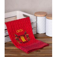 Σετ 12 τεμαχίων ποτηρόπανα γκοφρέ (50cm x 70cm) κόκκινο κίονας CRETA 6978000004245 SilkFashion |  Πετσέτες Κουζίνας στο espiti