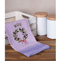 Σετ 12 τεμαχίων ποτηρόπανα γκοφρέ (50cm x 70cm) λιλά στεφάνι KOS 6978000004274 SilkFashion |  Πετσέτες Κουζίνας στο espiti