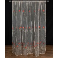 Κουρτίνα ανάγλυφο κόκκινο λουλούδι (280cm x 300cm) με τρέσα 6978000004365 SilkFashion |  Ετοιμες μονοχρωμες κουρτίνες στο espiti