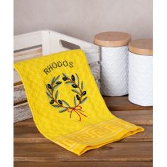Σετ 12 τεμαχίων ποτηρόπανα γκοφρέ (50cm x 70cm) κίτρινο στεφάνι RHODES 6978000004550 SilkFashion |  Πετσέτες Κουζίνας στο espiti