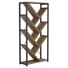 Βιβλιοθήκη Alex pakoworld φυσικό-μαύρο 74x30x153εκ |  Βιβλιοθήκες στο espiti