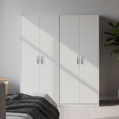 Ντουλάπα τετράφυλλη Lego Ι pakoworld λευκή 160x42x180εκ |  Ντουλάπες ρούχων στο espiti
