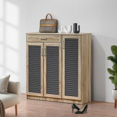 Παπουτσοθήκη-ντουλάπι Sante pakoworld 30 ζεύγων σε sonoma-ανθρακί απόχρωση 120x37x123εκ |  Παπουτσοθήκες στο espiti