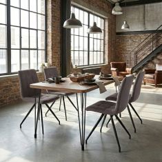 Σετ τραπεζαρία 5τμχ Roger - Bianca Megapap Mdf - ύφασμα χρώμα ακακίας - ανοιχτό μπεζ 120x70x75εκ. |  Σετ τραπεζαρίες στο espiti