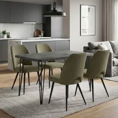 Σετ τραπεζαρία 5τμχ Roger - Christy Megapap Mdf - ύφασμα χρώμα σκούρο γκρι σκυροδέματος - λαδί 120x70x75εκ. |  Σετ τραπεζαρίες στο espiti