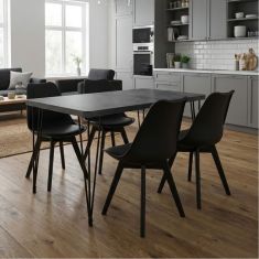 Σετ τραπεζαρία 5τμχ Roger - Viva Megapap Mdf - PP χρώμα σκούρο γκρι σκυροδέματος - μαύρο 120x70x75εκ. |  Σετ τραπεζαρίες στο espiti