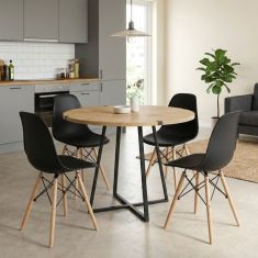 Σετ τραπεζαρία 5τμχ Rubes - Nova Megapap χρώμα φυσικό οξιάς - μαύρο Ø100x78εκ. |  Σετ τραπεζαρίες στο espiti