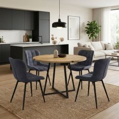 Σετ τραπεζαρία 5τμχ Rubes - Chiara Megapap χρώμα φυσικό οξιάς - ανθρακί Ø100x78εκ. |  Σετ τραπεζαρίες στο espiti